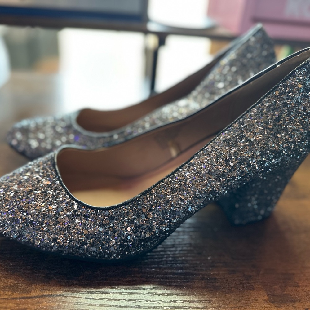 Torrid Black Glitter Block Heel Pumps - Size 12 WW - Light Wear